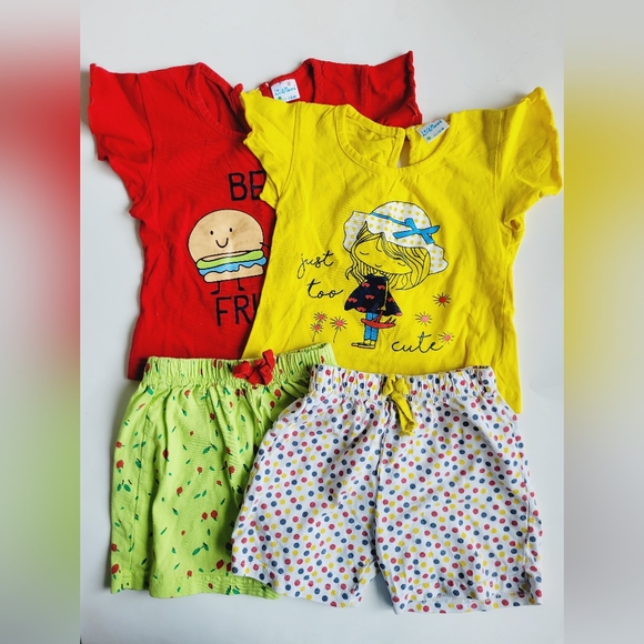2 Matching Sets Summer Toddler Girl Shirts and T-shirt 18 Months - Picture 1 of 10